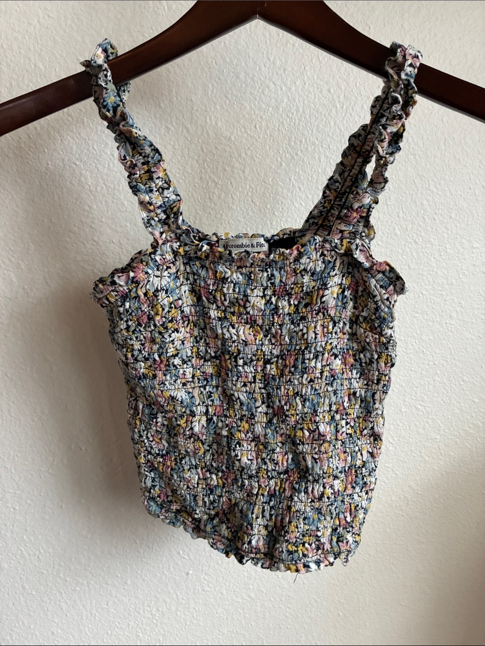 Abercrombie & Fitch Smocked Floral Ruffle Strap Tank - Multicolor